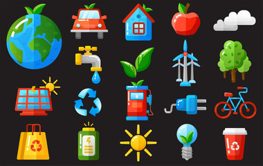 Ecology icons set vector illustration.