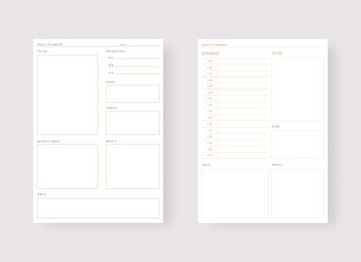 Modern planner template set. Set of planner and to do list. Daily planner template. Vector illustration.