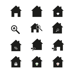 House vector icons. Real estate icons set
Search, purchase, sale, security, housing construction.