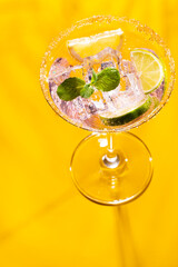 Colorful cocktails on the bar table in restaurant.