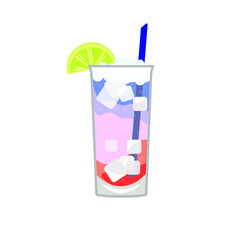 vector illustration multicolored cocktail with lemon and ice