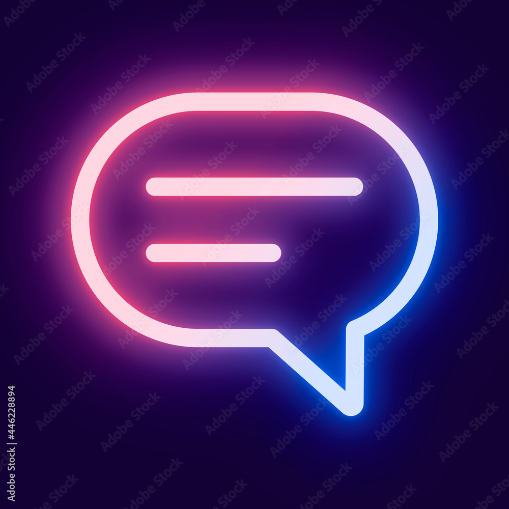 Sticker message social media icon vector in pink neon style