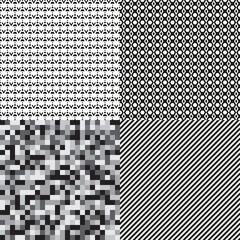 Set of seamless backgrounds. Checkered geometric wallpaper of the surface. Striped texture. Print for polygraphy, posters, t-shirts and textiles. Doodle for design