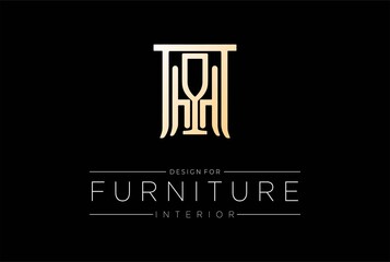 Elegant Luxury Table Chair for Interior Furniture Logo Design Vector