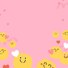 Cute background vector of doodle emoji with heart sign