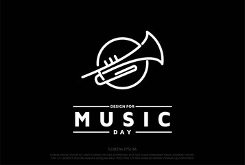 Circular Trumpet for Jazz Music Concert Show Logo Design Vector © AFstudio87