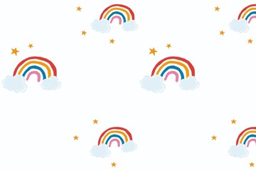 Cute rainbow vector in white background cute hand drawn style