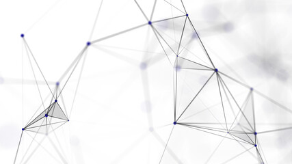 Structure of connected lines and dots. Wireframe polygonal elements on a dark background. Science and technology. 3d