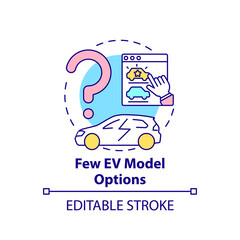 Few electric vehicles model options concept icon. EV advanced eco technology abstract idea thin line illustration. Using alternative fuel. Vector isolated outline color drawing. Editable stroke