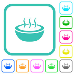 Steaming bowl vivid colored flat icons