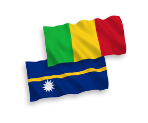 Flags of Republic of Nauru and Mali on a white background