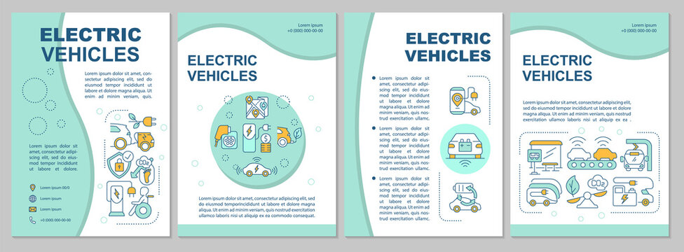 EV base propositions brochure template. Flyer, booklet, leaflet print, cover design with linear icons. Eco-friendly style. Vector layouts for presentation, annual reports, advertisement pages