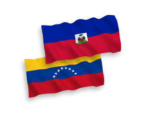 Flags of Venezuela and Republic of Haiti on a white background