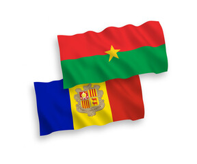 Flags of Burkina Faso and Andorra on a white background