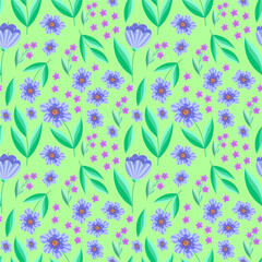 Floral green seamless pattern