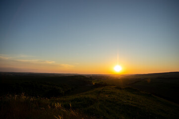 Beautiful summer landscape, sunrise in the countryside