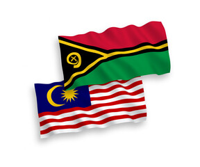 Flags of Republic of Vanuatu and Malaysia on a white background