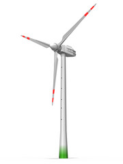 3d Windrad, Windkraftanlage zur Stromgewinnung, isoliert