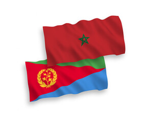 Flags of Eritrea and Morocco on a white background