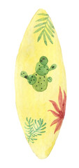 Watercolor surfing board