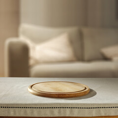 Desk of free space and home interior with sofa 
