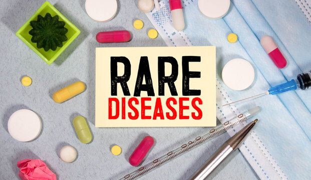 Rare diseases inscription words. Medical concept of unusual disorders.