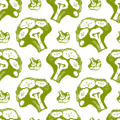 broccoli vector seamless pattern colored