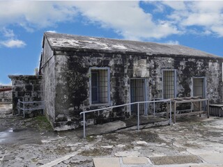 Old jail sections inside Fort Charlotte, a landmark in Nassau, Bahamas.