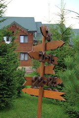 Closeup Signs Numbers Where Is Cottages In Mountain Resort