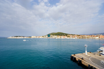 Split old town sea promenade and harbour, Croatia.
