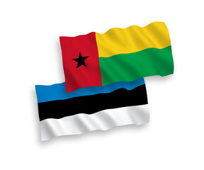 Flags of Republic of Guinea Bissau and Estonia on a white background