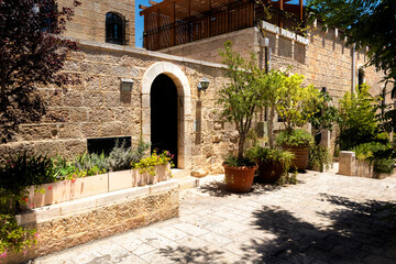 Fototapeta na wymiar Old Jerusalem Courtyard in Yemin Moshe