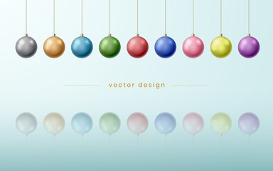 Abstract festive Christmas background with colorful Christmas balls isolated. Vector illustration.

