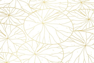 Gradient Golden Linear Background With Waterlily Leaves