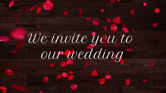 Invitation de mariage animation p&eacute;tale de rose