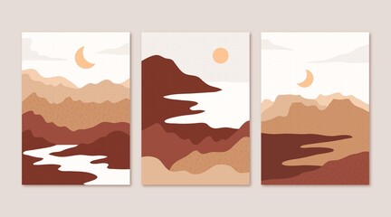 Hand Drawn Abstract Landscape Cover Collection