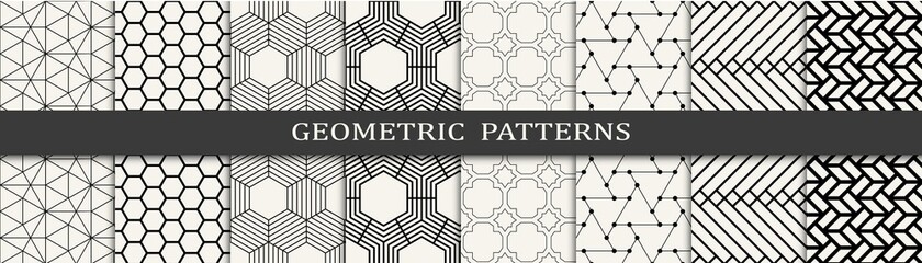 Set of geometric seamless patterns. Abstract geometric graphic design simple pattern. Seamless geometric lines pattern.