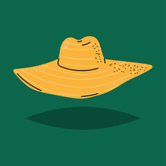 Woman summer hat vector cartoon illustration isolated on background.