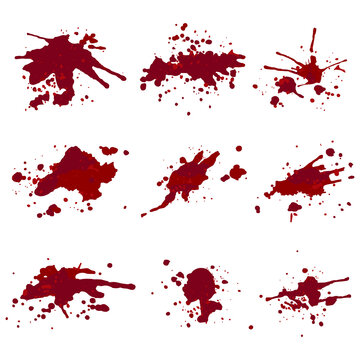 Blood splash vector set isolated on a transparent background.