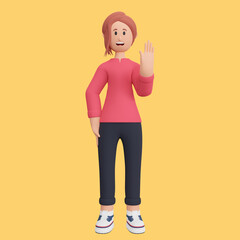 Fototapeta na wymiar 3d rendering female character waving