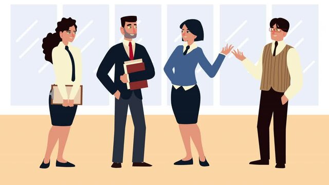 business team workers characters animated