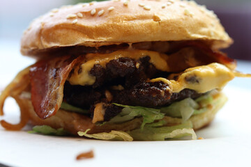 hamburger on a plate
