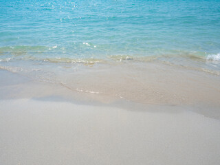 Fototapeta na wymiar Wave of ocean on the beach copy space,Blue ocean beautiful nature
