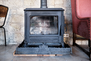Traditional cast iron wood stove