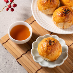 Moon cake yolk pastry for Mid-Autumn Festival holiday.
