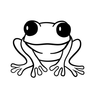 Vector outline princess frog isolated on a white background.