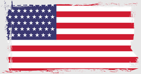 Flag of the United States of America, banner with grunge brush