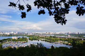 View of Dnipro river and Kyiv city, Ukraine.