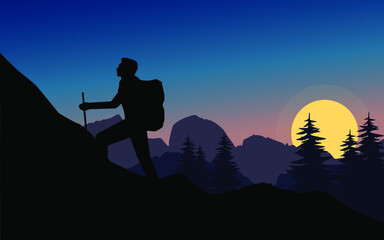 silhouette of a person in the mountains