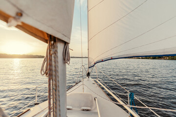 View from the yacht. Sailing the river.